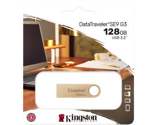 USB флеш накопичувач Kingston 128GB DataTraveler SE9 G3 Gold USB 3.2 (DTSE9G3/128GB) 
