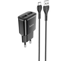 Зарядний пристрій HOCO C88A Star round dual port charger set(Type-C) Black (6931474749543)