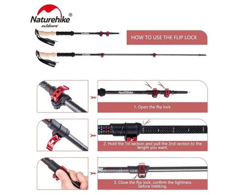 Трекінгові палиці Naturehike NH20DS003 135 см чорний/червоний 2 шт (6927595746233) Трекінгові палиці Naturehike NH20DS003 135 см чорний/червоний 2 шт (6927595746233)