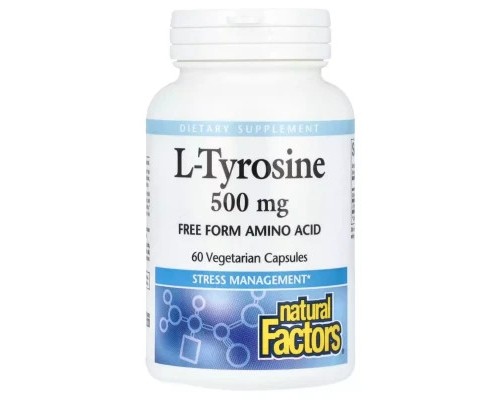 Вітамінно-мінеральний комплекс Natural Factors L-тирозин, 1000 мг, L-Tyrosine, 60 вегетаріанських капсул (NFS-02803) Вітамінно-мінеральний комплекс Natural Factors L-тирозин, 1000 мг, L-Tyrosine, 60 вегетаріанських капсул (NFS-02803)
