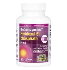 Вітамін Natural Factors Піридоксаль 5'-фосфат, вітамін B6, 50 мг, BioCoenzymated, B6, Pyridoxal 5' (NFS-01252)
