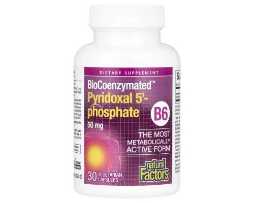 Вітамін Natural Factors Піридоксаль 5'-фосфат, вітамін B6, 50 мг, BioCoenzymated, B6, Pyridoxal 5' (NFS-01252) Вітамін Natural Factors Піридоксаль 5'-фосфат, вітамін B6, 50 мг, BioCoenzymated, B6, Pyridoxal 5' (NFS-01252)