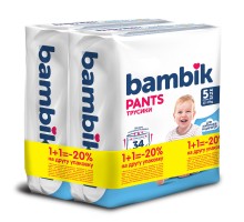Підгузки Bambik Трусики 12-17 кг Розмір 5 2 х 34 шт (4823071664003)