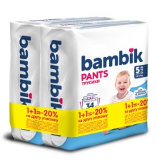 Підгузки Bambik Трусики 12-17 кг Розмір 5 2 х 34 шт (4823071664003)