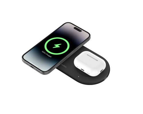 Зарядний пристрій Belkin 2in1 15W Pad Qi2 black (WIZ021VFBK)