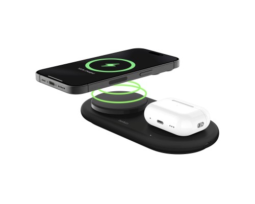 Зарядний пристрій Belkin 2in1 15W Pad Qi2 black (WIZ021VFBK)