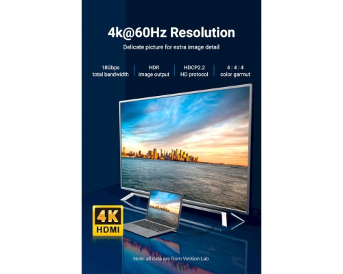 Кабель мультимедійний HDMI to HDMI 20.0m V2.0 Optical 4K 60Hz 18Gbps Dolby 7.1 PVC Black Zinc Alloy Vention (ALABQ)