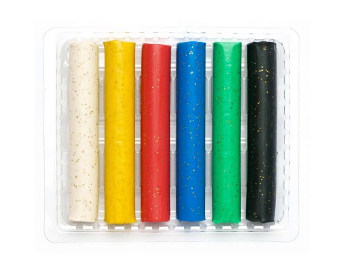 Пластилін Школярик Восковий Круглий з блискітками 6 кольорів 78 г (303109001-UA)