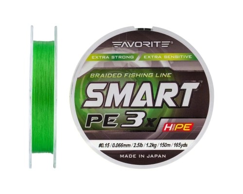 Шнур Favorite Smart PE 3x 150м 0.15/0.066mm 2.5lb/1.2kg Light Green (1693.10.60)