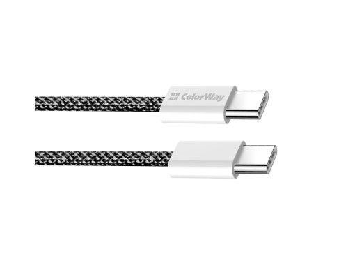 Дата кабель USB-C to USB-C 2.0m (braided cotton) (PD Fast Charging 60W) 3.0А black ColorWay (CW-CBPDCC068-BK)