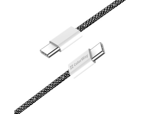 Дата кабель USB-C to USB-C 2.0m (braided cotton) (PD Fast Charging 60W) 3.0А black ColorWay (CW-CBPDCC068-BK)
