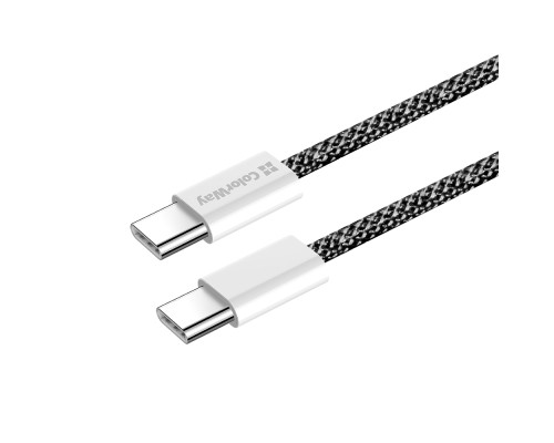 Дата кабель USB-C to USB-C 2.0m (braided cotton) (PD Fast Charging 60W) 3.0А black ColorWay (CW-CBPDCC068-BK)