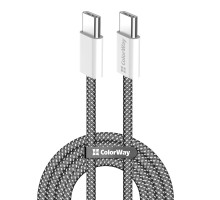 Дата кабель USB-C to USB-C 2.0m (braided cotton) (PD Fast Charging 60W) 3.0А black ColorWay (CW-CBPDCC068-BK)
