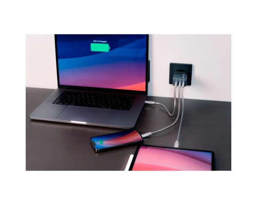 Зарядний пристрій Verbatim GaN 65 W 3 ports (2xUSB-C-65 W /USB-A -3.0) (32201)
