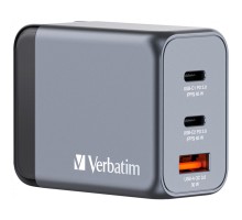 Зарядний пристрій Verbatim GaN 65 W 3 ports (2xUSB-C-65 W /USB-A -3.0) (32201)