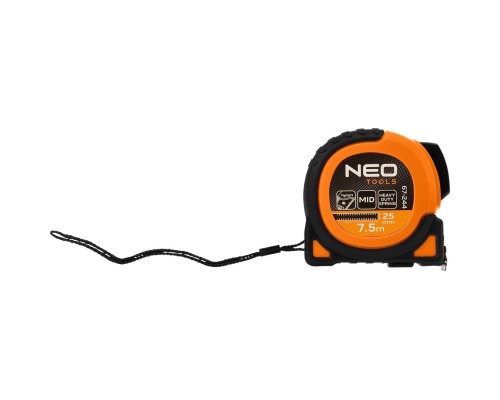 Рулетка Neo Tools Super Black, 7.5мx25мм, з фіксатором змотування, магніт (67-244)