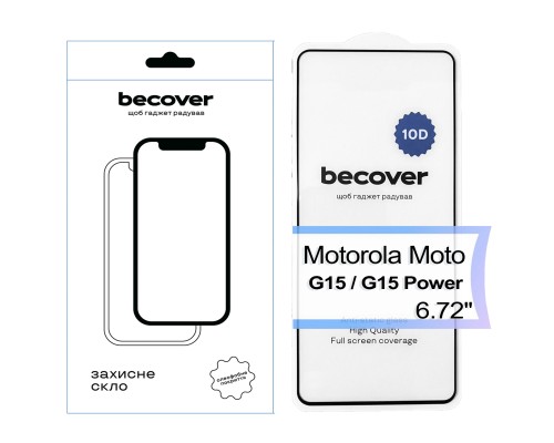Скло захисне BeCover Motorola Moto G15 / G15 Power 10D Black (713574)