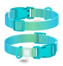 Нашийник для тварин WAUDOG Nylon Recycled з QR паспортом, градієнт, L блакитний (47022)