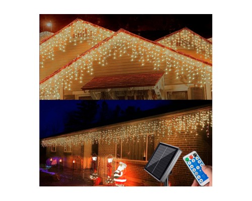 Гірлянда Voltronic Бахрома White Hot 180 LED, 5х0,7 м, вулична, з сонячною панелью та пультом (YXW-007-180/5/0,7WH)