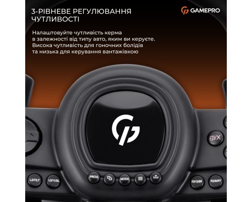 Кермо GamePro RW038PM з педалями та коробкою передач PC/XBOX360/XBOXONE/SWITCH/PS3/PS4 (RW038PM)