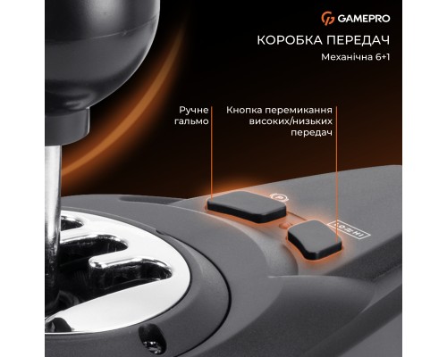 Кермо GamePro RW038PM з педалями та коробкою передач PC/XBOX360/XBOXONE/SWITCH/PS3/PS4 (RW038PM)