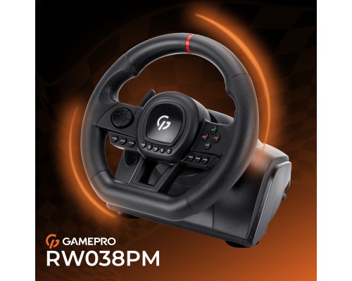 Кермо GamePro RW038PM з педалями та коробкою передач PC/XBOX360/XBOXONE/SWITCH/PS3/PS4 (RW038PM)