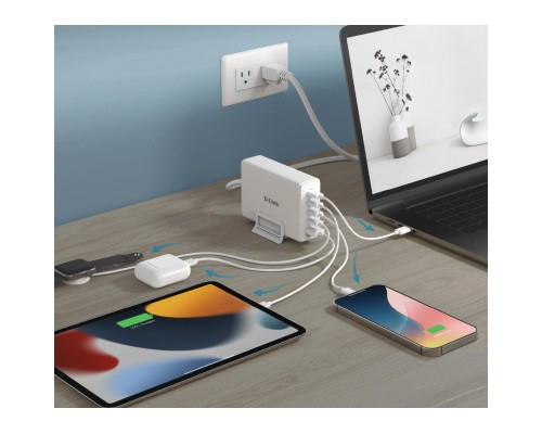 Зарядний пристрій D-Link 4xUSB-C + 1xUSB PD240W GaN white (DCF-241)