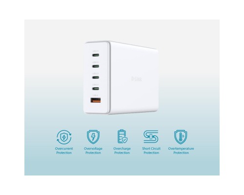 Зарядний пристрій D-Link 4xUSB-C + 1xUSB PD240W GaN white (DCF-241)