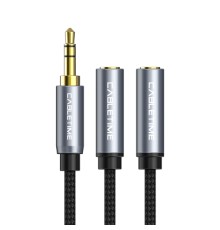 Кабель мультимедійний 3.5mm M to 2x3.5mm F 0.2m Cabletime (CA915248)