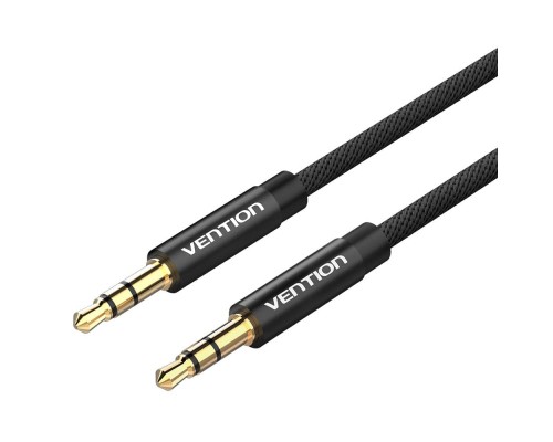 Кабель мультимедійний Fabric Braided 3.5mm Male to Male Audio Cable 1M Black Metal Type VENTION (BAGBF)