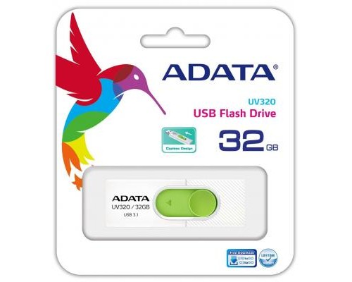 USB флеш накопичувач ADATA 32GB UV320 White/Green USB 3.1 (AUV320-32G-RWHGN) 