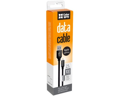 Дата кабель USB 2.0 AM to Lightning 1.0m black ColorWay (CW-CBUL004-BK)