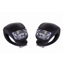 Комплект велофар Velotrade мигалка 2шт BC-RL8001 белый+красный свет LED, черный корпус (L-014)