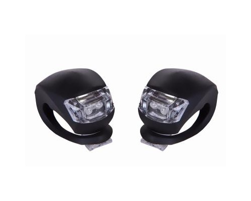 Комплект велофар Velotrade мигалка 2шт BC-RL8001 белый+красный свет LED, черный корпус (L-014)