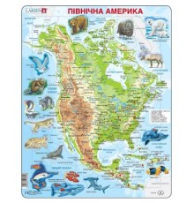 Пазл Larsen рамка-вкладиш Карта Північної Америки - тваринний світ (A32-UA)