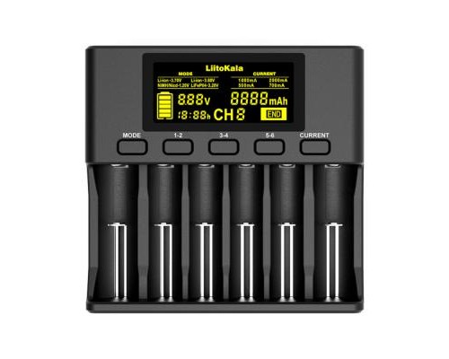 Зарядний пристрій для акумуляторів Liitokala 6 Slots, LCD дисплей, Li-ion/Ni-MH/Ni-Cd/AA/ААA/AAAA/С (Lii-S6) 