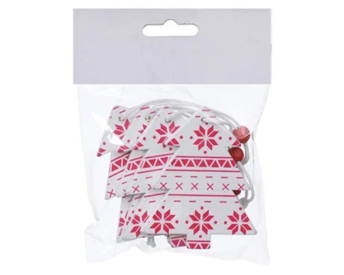 Ялинкова іграшка Jumi 4 шт (6,5 см) Ялинка, дерево, білий з червон (5900410375994)