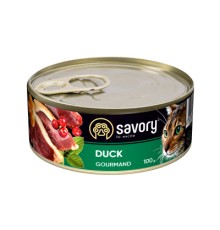 Вологий корм для кішок Savory Cat Can Adult для вибагливих котів (качка) 100 г (4820232630600)