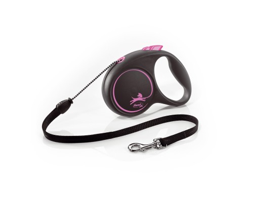Повідок для собак Flexi Black Design М трос 5 м (рожевий) (4000498033418)