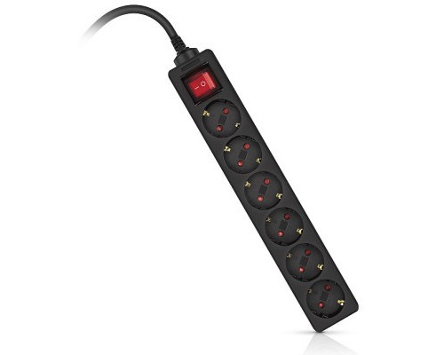 Мережевий фільтр живлення REAL-EL RS-6 Protect M 5m, black (EL122300036)