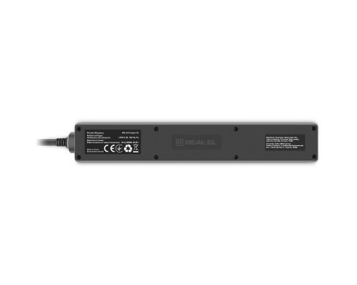 Мережевий фільтр живлення REAL-EL RS-6 Protect M 5m, black (EL122300036)