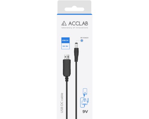 Кабель живлення USB to DC 5.5х2.5mm 9V 1A ACCLAB (1283126565113)