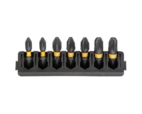 Набір біт DeWALT в касеті для Tough Case, FlexTorq, L = 25 мм, Pz1 – 2 шт, Pz2 – 3 шт, Pz3 – 2 шт (DT70812)