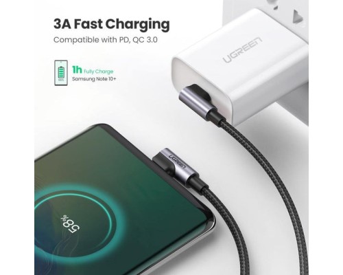 Дата кабель USB-C to USB-C 2.0m 3A 60W US323 90-degree Black Ugreen (70531)