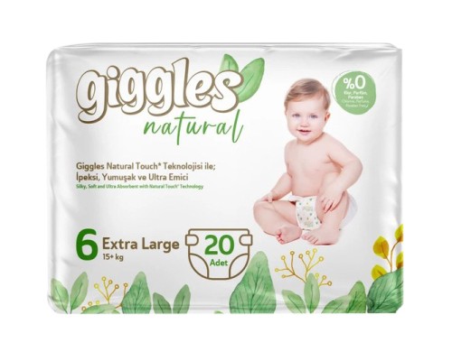 Підгузки Giggles Natural 6 Extra Large 15+ кг 20 шт (8680131206421)
