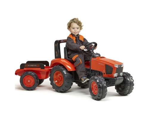 Веломобіль Falk KUBOTA трактор з причепом, помаранчевий (2060AB)