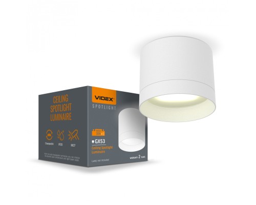 Світильник Videx IP44 під лампу GX53 (VL-SPF19A-W)