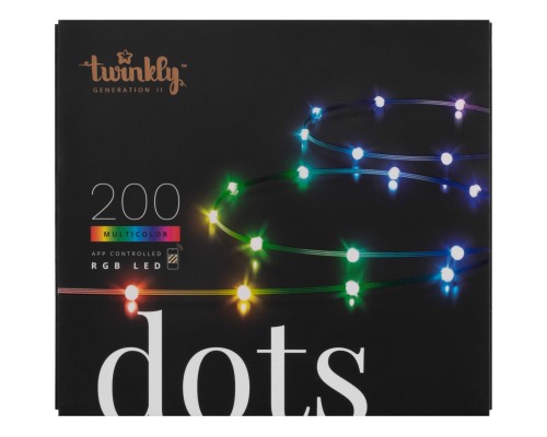 Гірлянда Twinkly Smart LED Dots Lights RGB 200 Gen II, IP44, 10м, прозорий (TWD200STP-BEU)