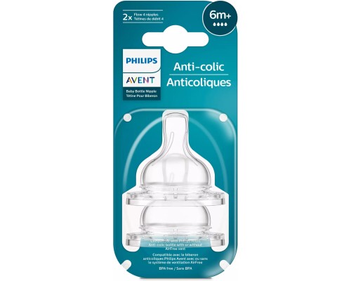 Соска Philips AVENT Анти-Колік, швидкий потік, від 6 міс. 2 шт (SCY764/02) Соска Philips AVENT Анти-Колік, швидкий потік, від 6 міс. 2 шт (SCY764/02)