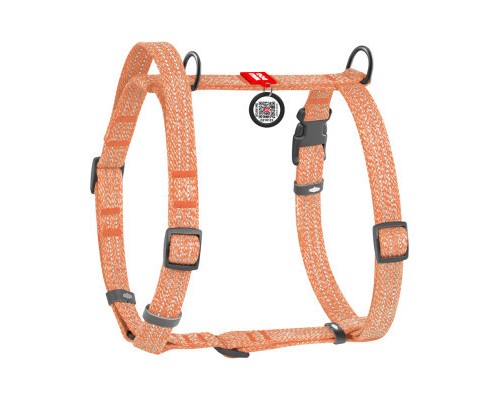 Шлея для собак WAUDOG Н-подібна Re-cotton з QR паспортом, світловідбивна L помаранчева (25934)